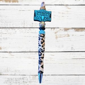 Wallen Leopard Teal Beaded Pen